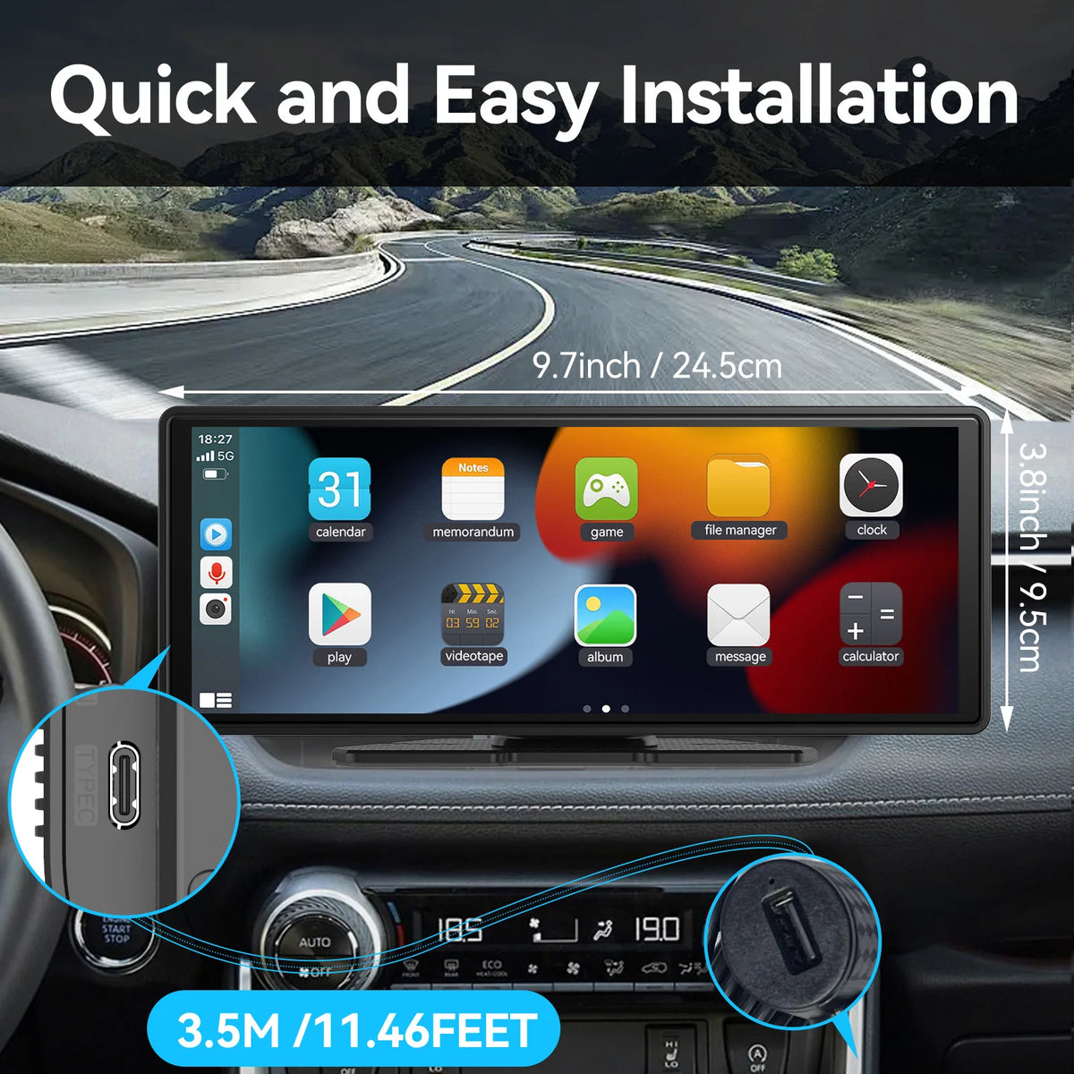 DriveScreen Pro™ — Écran CarPlay & Android Auto sans fil 10,26"